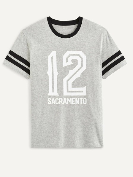 Celio Светлосива мъжка тениска с щампа Celio