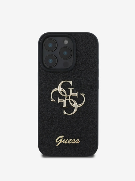 Guess Guess PU Fixed Glitter 4G Metal Logo Back Cover за iPhone 16 Pro Max Black