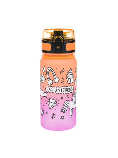 BAAGL Оранжева тританова бутилка за пиене с градиент еднорог, 350 ml Baagl