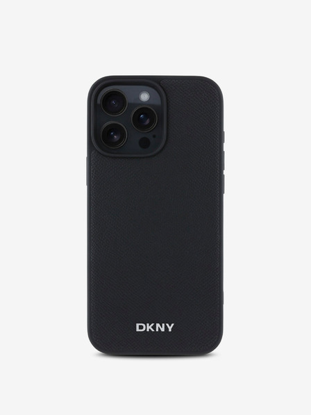 DKNY DKNY PU кожа сребристо метално лого Magsafe заден капак за iPhone 16 Pro Max черен