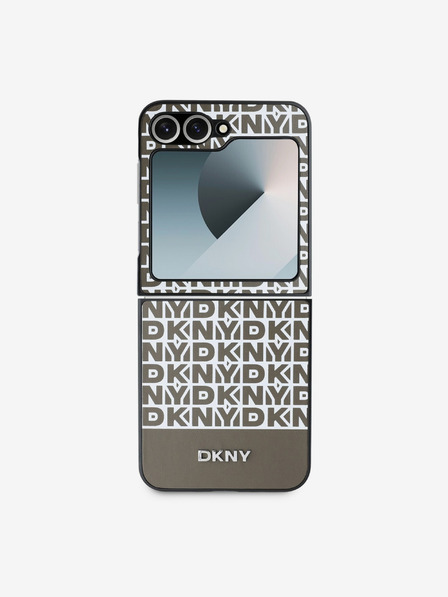 DKNY DKNY PU кожа с повтарящ се модел в долната част на ивицата заден капак за Samsung Galaxy Z Flip 6 Brown