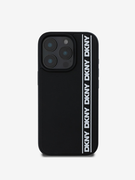 DKNY Заден капак DKNY 3D Rubber Repeat Logo Line за iPhone 16 Pro Max Black