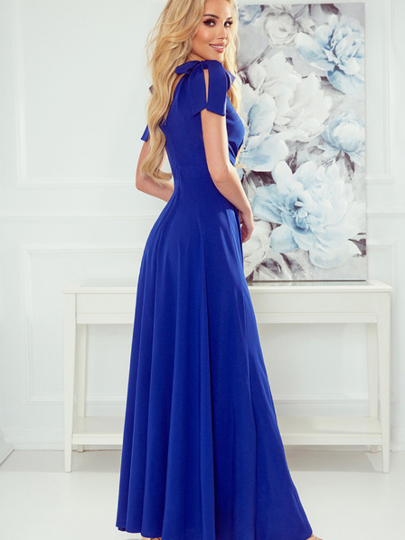 numoco Рокля с дълго деколте и връзки на раменете - синя Numoco ELENA