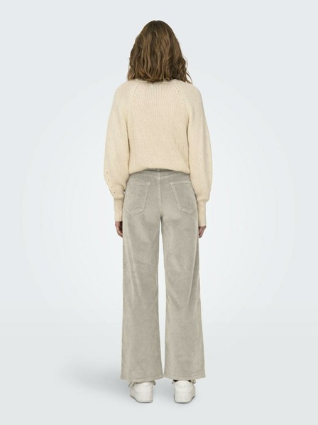 ONLY Бежови дамски панталони от велур с широки крачоли ONLY Hope