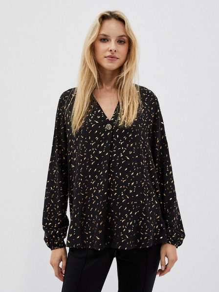 Moodo Черна дамска блуза с щампа Moodo