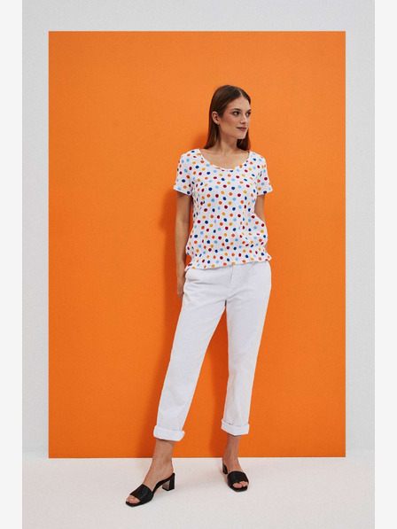 Moodo Бяла дамска тениска с десен Moodo