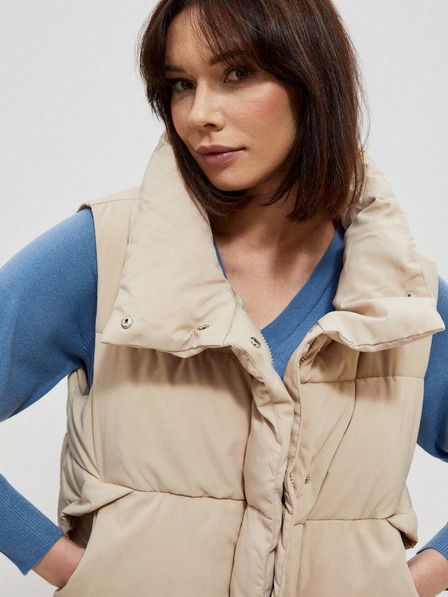 Moodo Бежова ватирана дамска жилетка Moodo