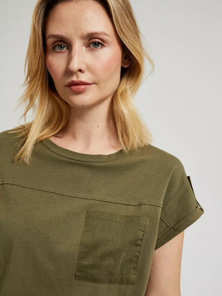 Moodo Зелена тениска с джоб и къс ръкав Moodo