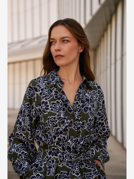 Moodo Зелена и синя дамска рокля с флорални мотиви Moodo