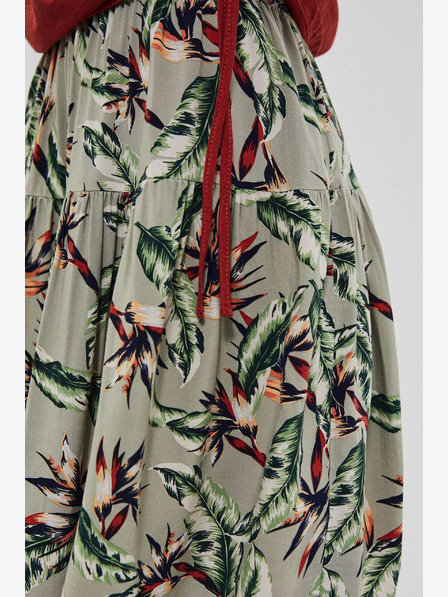 Moodo Светлозелена дамска пола на цветя Moodo