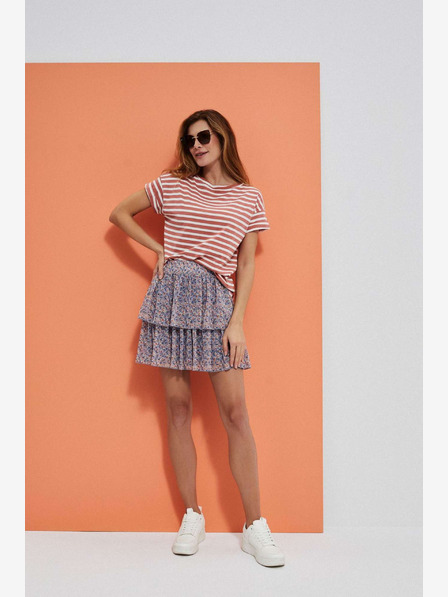 Moodo Синя дамска пола с флорални мотиви Moodo