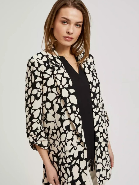 Moodo Черно-кремав дамски шарен блейзър Moodo