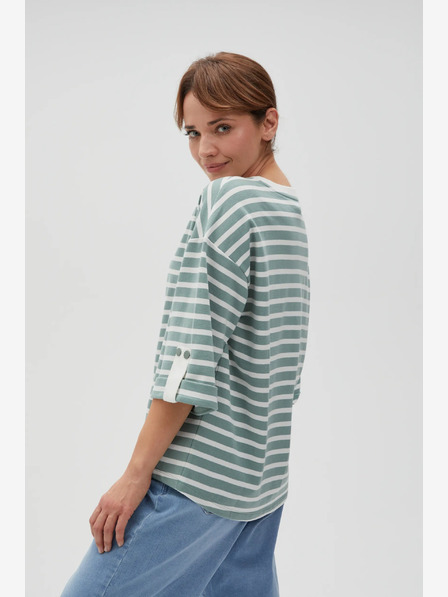 Moodo Бяло и зелено дамско раирано потниче Moodo