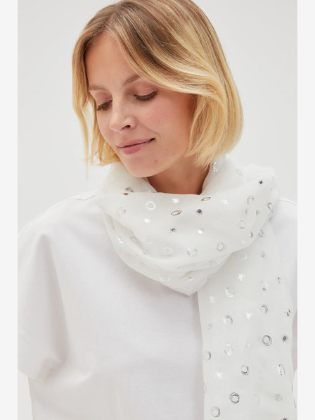 Moodo Бял дамски шал на точки Moodo