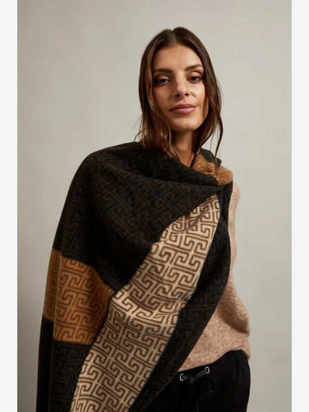 Moodo Кафяво-черен шарен дамски шал Moodo