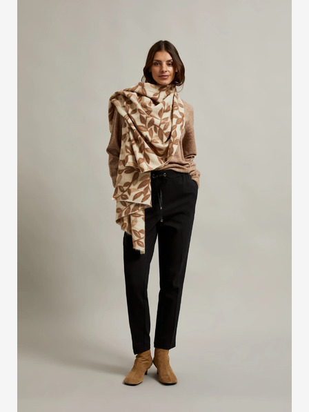 Moodo Кафяв и бежов дамски шарен шал Moodo