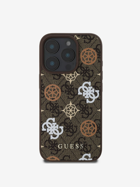 Guess Guess PU 4G Peony MagSafe заден капак за iPhone 16 Pro Max Brown