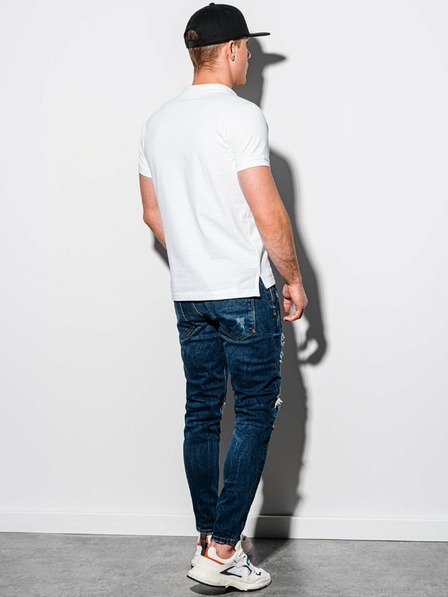 Ombre Clothing Бяла мъжка основна поло риза Ombre Clothing