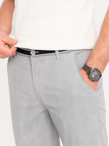 Ombre Clothing Светлосиви мъжки панталони чино с декоративен колан Ombre Clothing