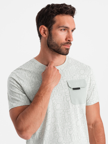 Ombre Clothing Светлозелена мъжка тениска с джоб Ombre Clothing