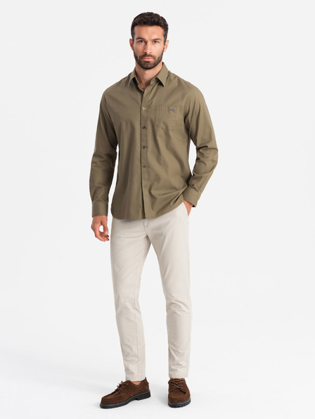 Ombre Clothing Мъжки панталони чино REGULAR FIT бежово Ombre Clothing