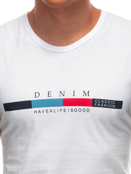 Edoti EDOTI Мъжка тениска с принт, бяла