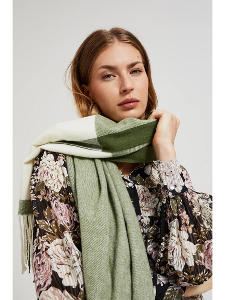 Moodo Бяло-зелен дамски шал Moodo