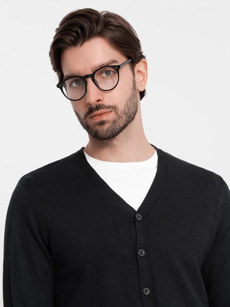 Ombre Clothing Мъжки трикотажен пуловер със структурирани точки - тъмно синьо Ombre Clothing