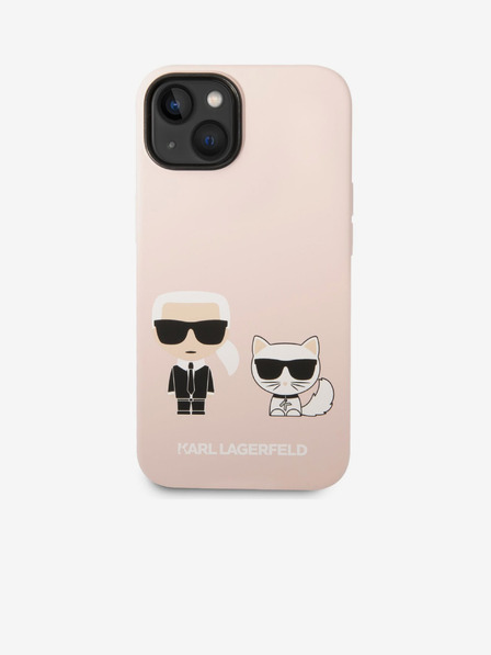 Karl Lagerfeld Karl Lagerfeld и Choupette Течен силиконов заден калъф за iPhone 14 Plus Розов