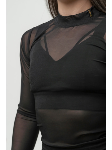 Nebbia NEBBIA Дамски топ с дълъг ръкав INTENSE Sheer 847 Gold Nebbia