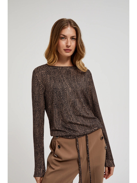 Moodo Кафяв мелиран дамски суитшърт