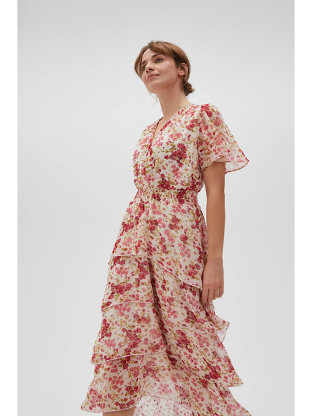 Moodo Бяло-червени цветни дамски рокли Moodo