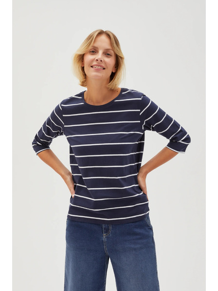 Moodo Тъмносиня дамска тениска с дълъг ръкав Moodo