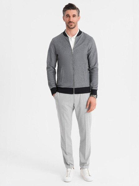 Ombre Clothing Мъжко плетено яке бомбър - черно