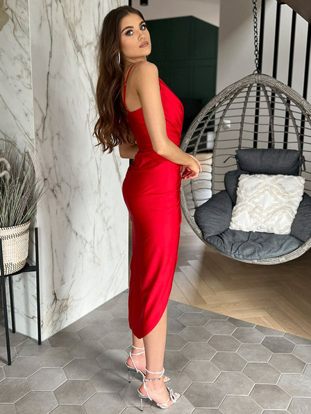 Edoti Midi рокля с цепка KENDALL червена