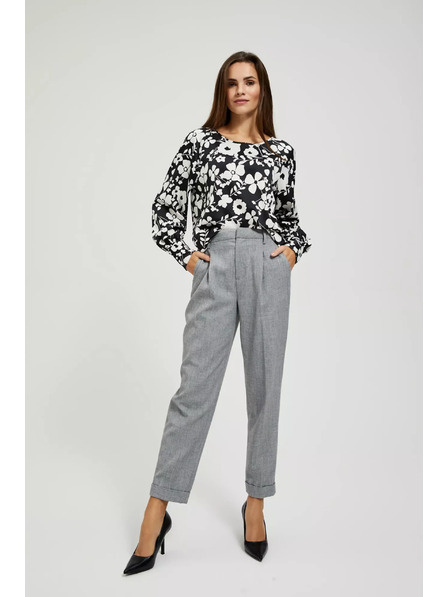 Moodo Черно-бяла флорална блуза Moodo