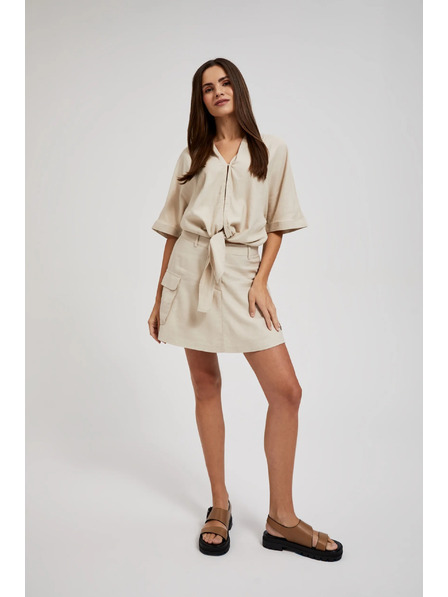 Moodo Кремави къси панталони с джобове