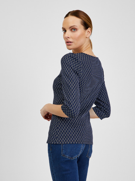 Orsay Тъмносиня дамска тениска с десен ORSAY