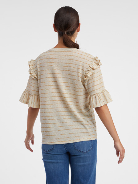 Orsay Бежова дамска тениска на райе ORSAY