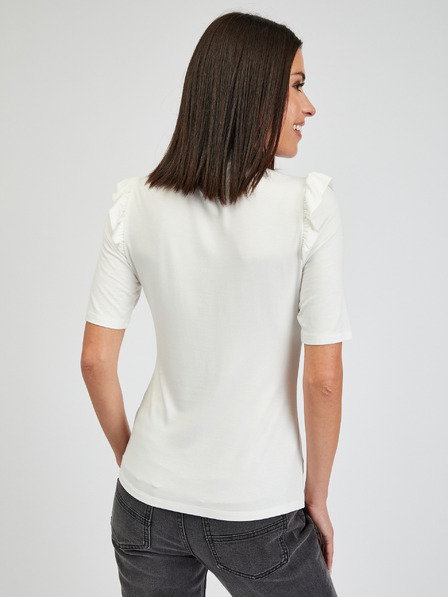 Orsay Бяла дамска тениска с дантела ORSAY