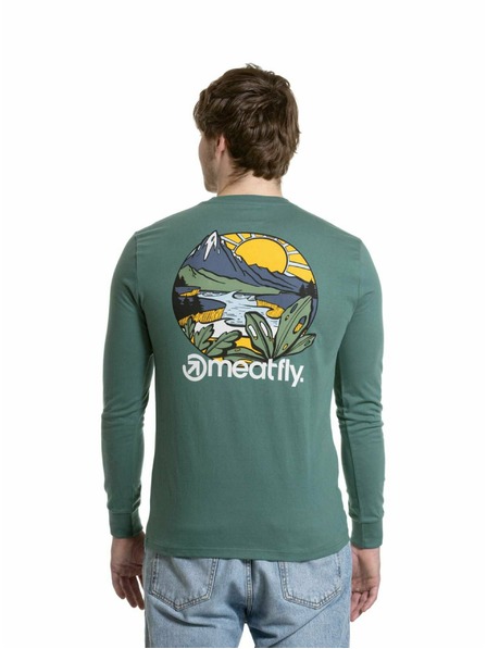 Meatfly Meatfly мъжка тениска с дълъг ръкав Julien Teal Green Mountains