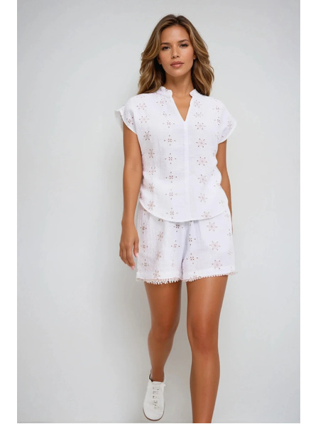 Moodo Дамски къси панталони Moodo - бели