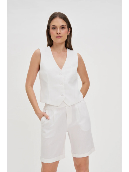 Moodo Дамски къси панталони Moodo - бели