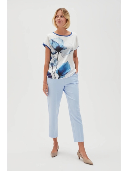 Moodo Дамска бяла блуза със сини цветя