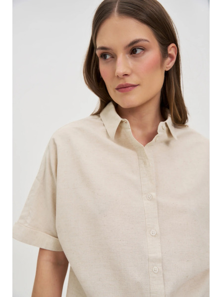 Moodo Бежова ленена риза