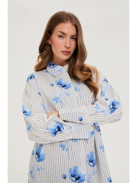 Moodo Дамска риза Moodo – бяла/синя