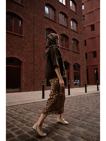 Moodo Дамска леопардова пола Moodo - кафява