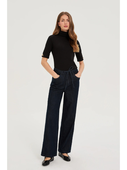 Moodo Черен поло с 3/4 ръкави Moodo