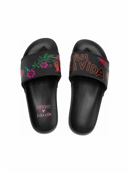 Meatfly Meatfly дамски чехли X Hudson Pura Vida Viva La Vida Black