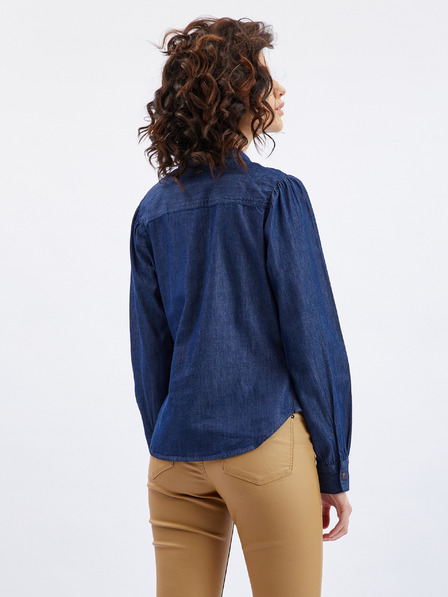 Orsay Тъмносиня дамска дънкова риза с декоративен детайл ORSAY